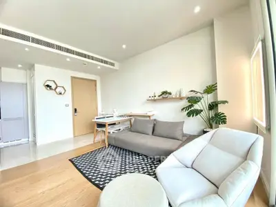 Modern living room with stylish decor and natural light