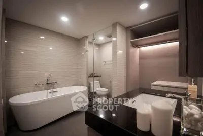 Luxurious modern bathroom with elegant bathtub and sleek fixtures