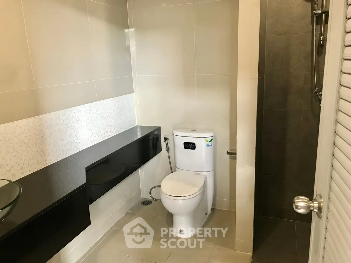 Modern bathroom with sleek fixtures and contemporary design