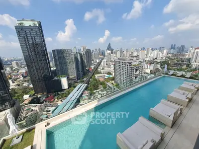 Stunning rooftop pool with panoramic city skyline views, perfect for luxury urban living.