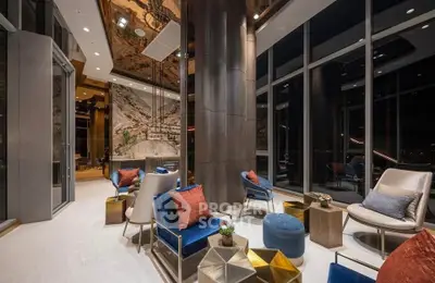 Luxurious modern living room with floor-to-ceiling windows and elegant decor