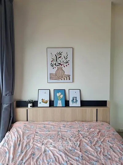 Cozy bedroom with stylish decor and natural light