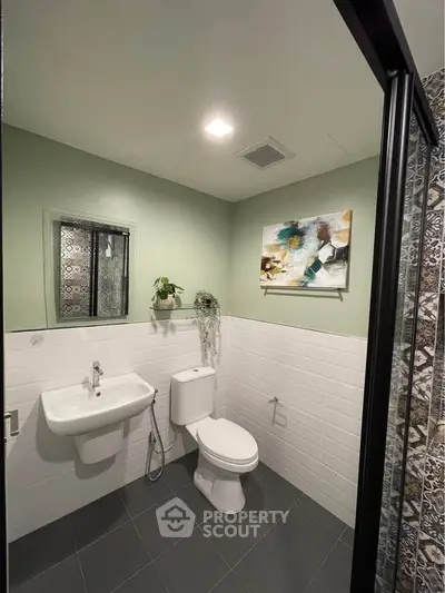 Modern bathroom with stylish decor and sleek fixtures