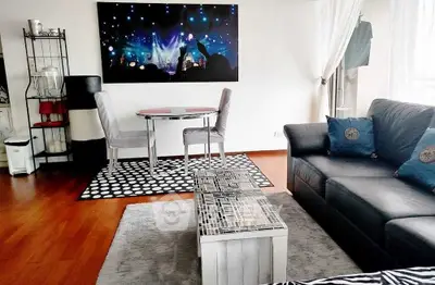 Stylish living room with modern decor and cozy seating area