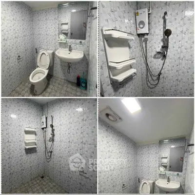 Spacious bathroom with modern fixtures and water heater, ideal for comfort and convenience.
