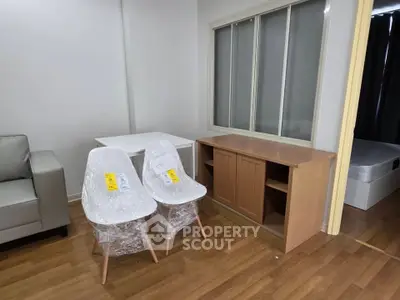 Modern apartment interior with new furniture and sleek wooden flooring