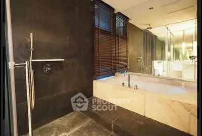 Luxurious modern bathroom with elegant bathtub and sleek design