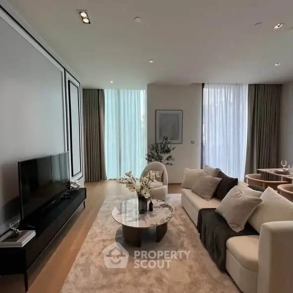 Luxurious modern living room with elegant decor and natural light
