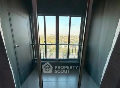 Stunning high-rise balcony with panoramic city view, perfect for urban living enthusiasts.