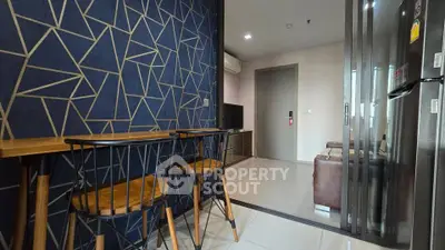 Modern apartment interior with stylish dining area and cozy living room