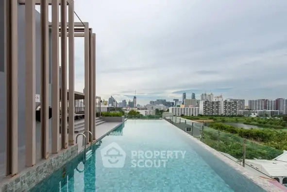 Stunning rooftop pool with panoramic city skyline views