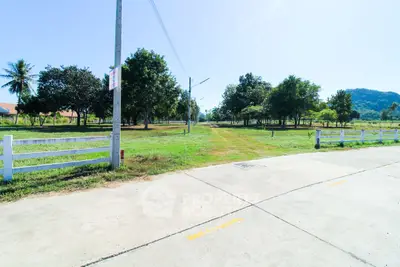 Expansive green land with trees and clear sky, ideal for development.
