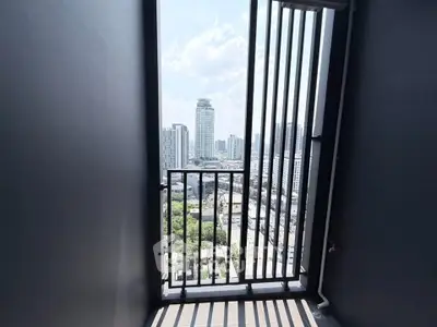 Stunning cityscape view from a modern high-rise balcony, perfect for urban living enthusiasts.