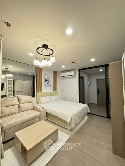 Modern studio apartment with stylish decor and cozy ambiance