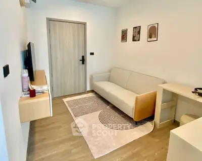 Modern living room with stylish decor and cozy seating area