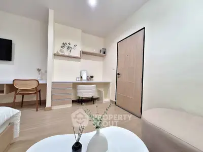 Modern minimalist living room with stylish furniture and neutral tones