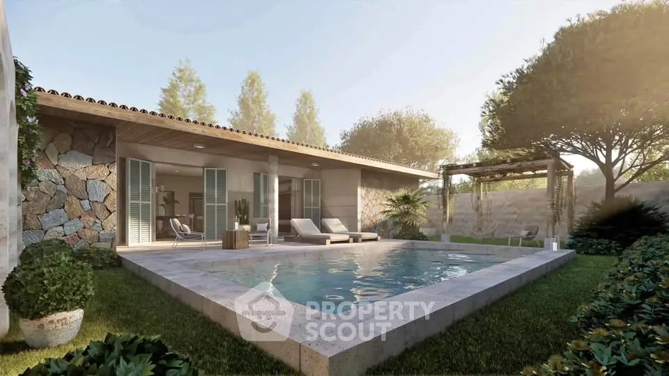 Luxurious villa with private pool and lush garden, perfect for relaxation and entertaining.