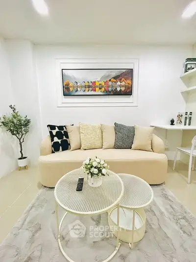 Stylish living room with modern decor and cozy seating area