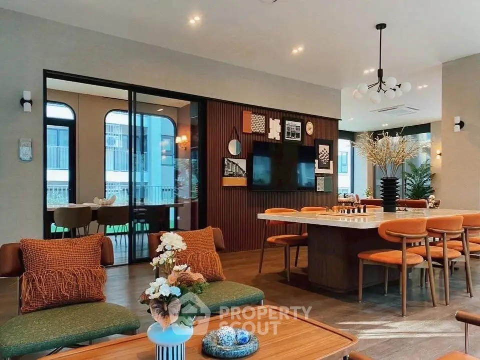 Stylish modern living room with elegant decor and open layout, perfect for entertaining guests.