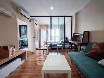Modern living room with stylish furniture and open layout in a contemporary apartment.