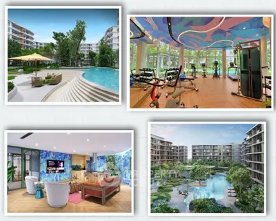 Luxurious residential complex with pool, gym, and stylish interiors offering modern living and leisure amenities.