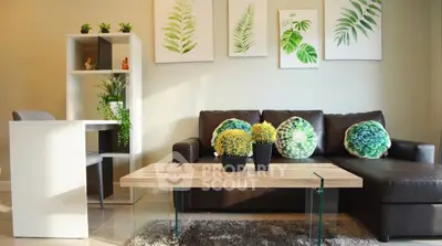 Stylish living room with modern decor and cozy seating area