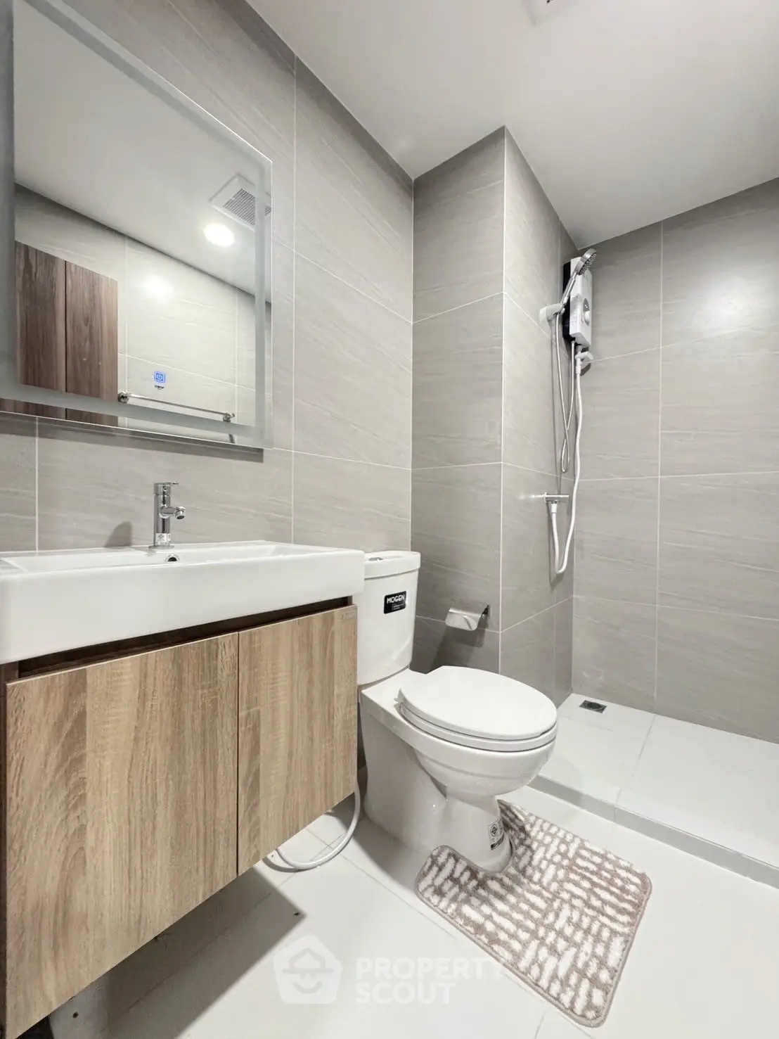 Modern bathroom with sleek design and walk-in shower