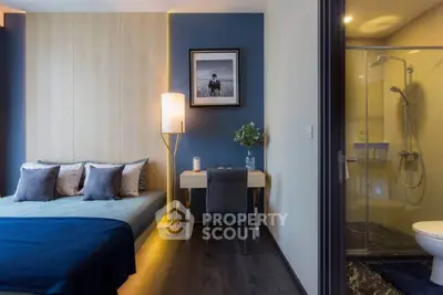 Modern bedroom with ensuite bathroom and stylish decor