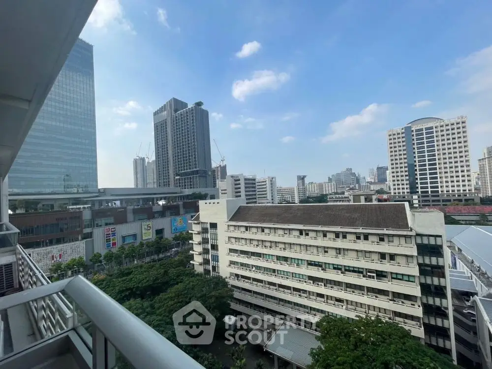 Stunning cityscape view from a modern balcony in a high-rise building