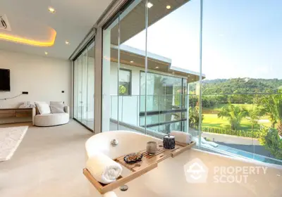 Luxurious bathroom with scenic view and modern design