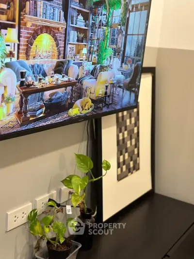 Cozy living room with stylish decor and indoor plants