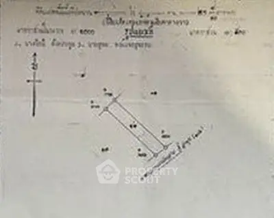 Detailed schematic plan of a property layout with measurements and annotations.