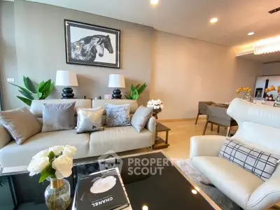 Luxurious modern living room with elegant decor and stylish furniture, perfect for sophisticated urban living.
