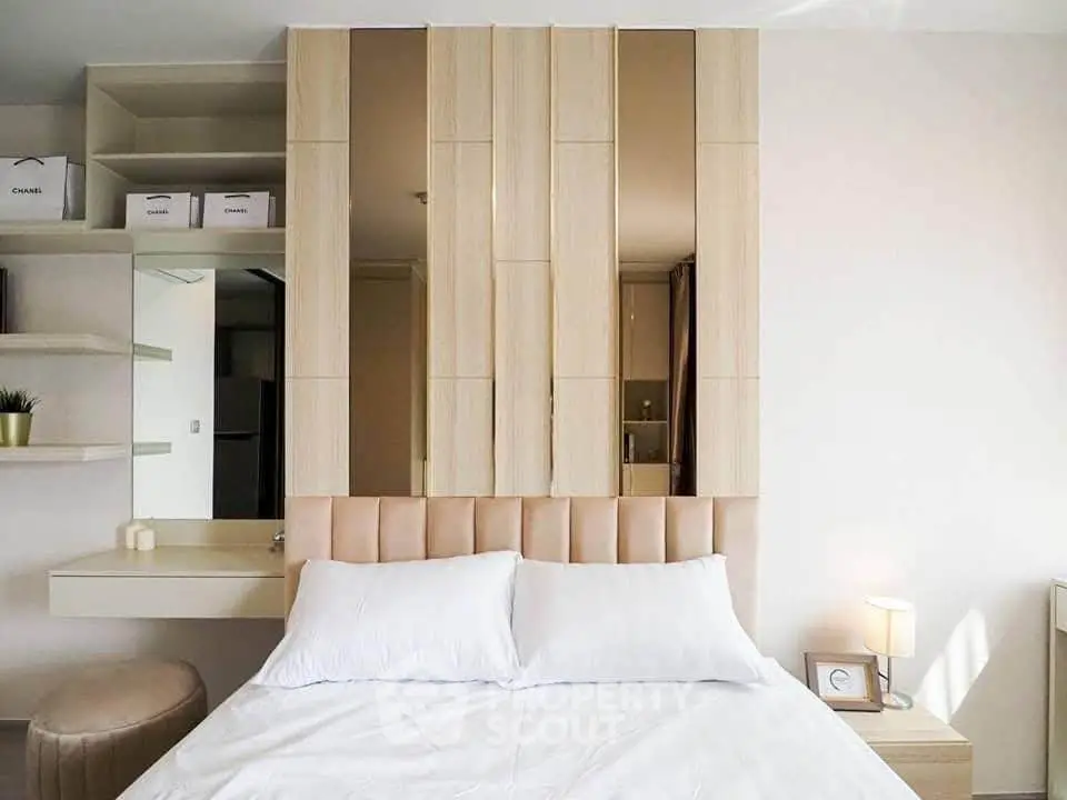 Modern bedroom with stylish decor and cozy ambiance