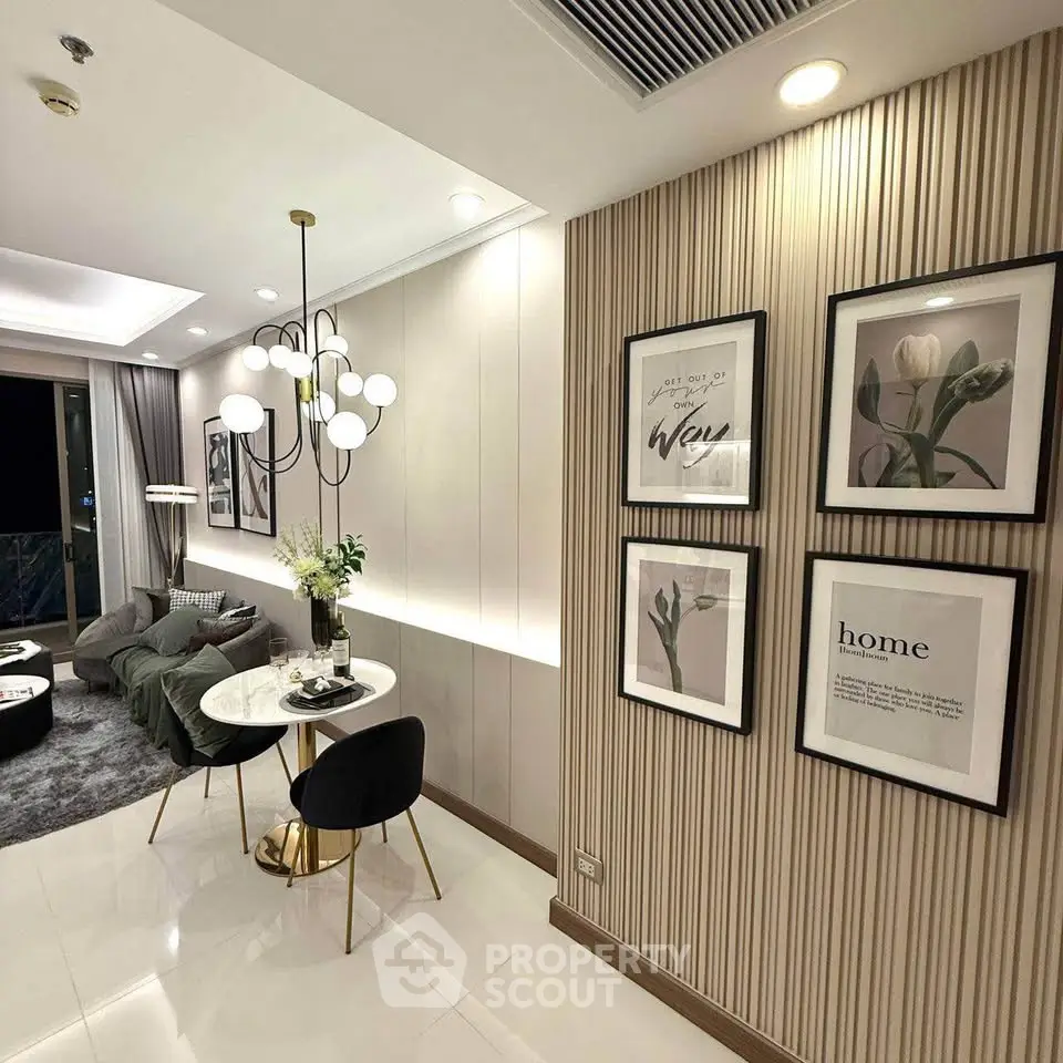 Elegant modern living room with stylish decor and cozy seating area, perfect for relaxation and entertaining.