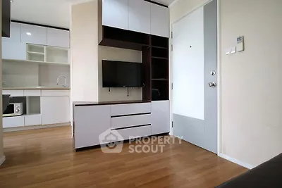 Modern apartment interior with sleek kitchen and stylish living area