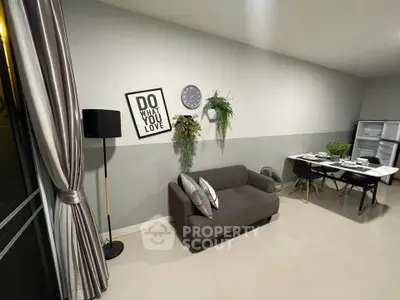 Modern living room with stylish decor and cozy seating area
