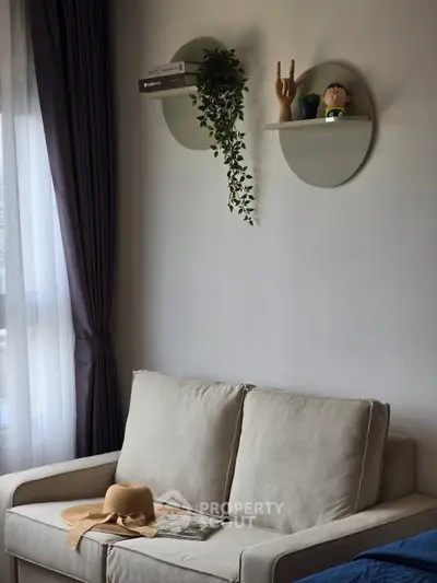 Cozy living room with modern decor and natural light