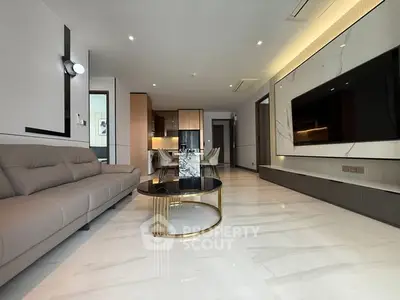 Luxurious modern living room with sleek design and elegant furnishings