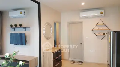 Modern living room with air conditioning and stylish decor