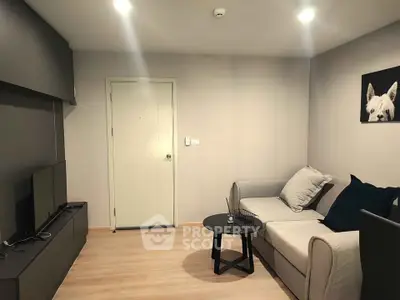 Cozy modern living room with sleek furniture and stylish decor