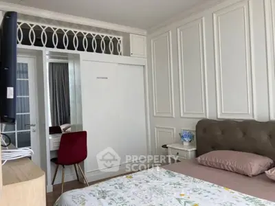 Elegant bedroom with stylish decor and cozy ambiance