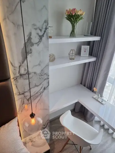 Modern study nook with marble accent and elegant decor