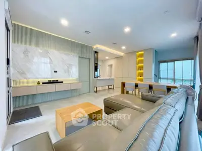 Spacious modern living room with open layout and elegant furniture