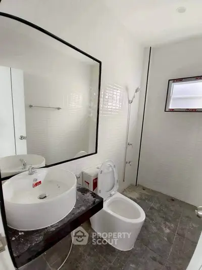 Modern bathroom with sleek fixtures and minimalist design