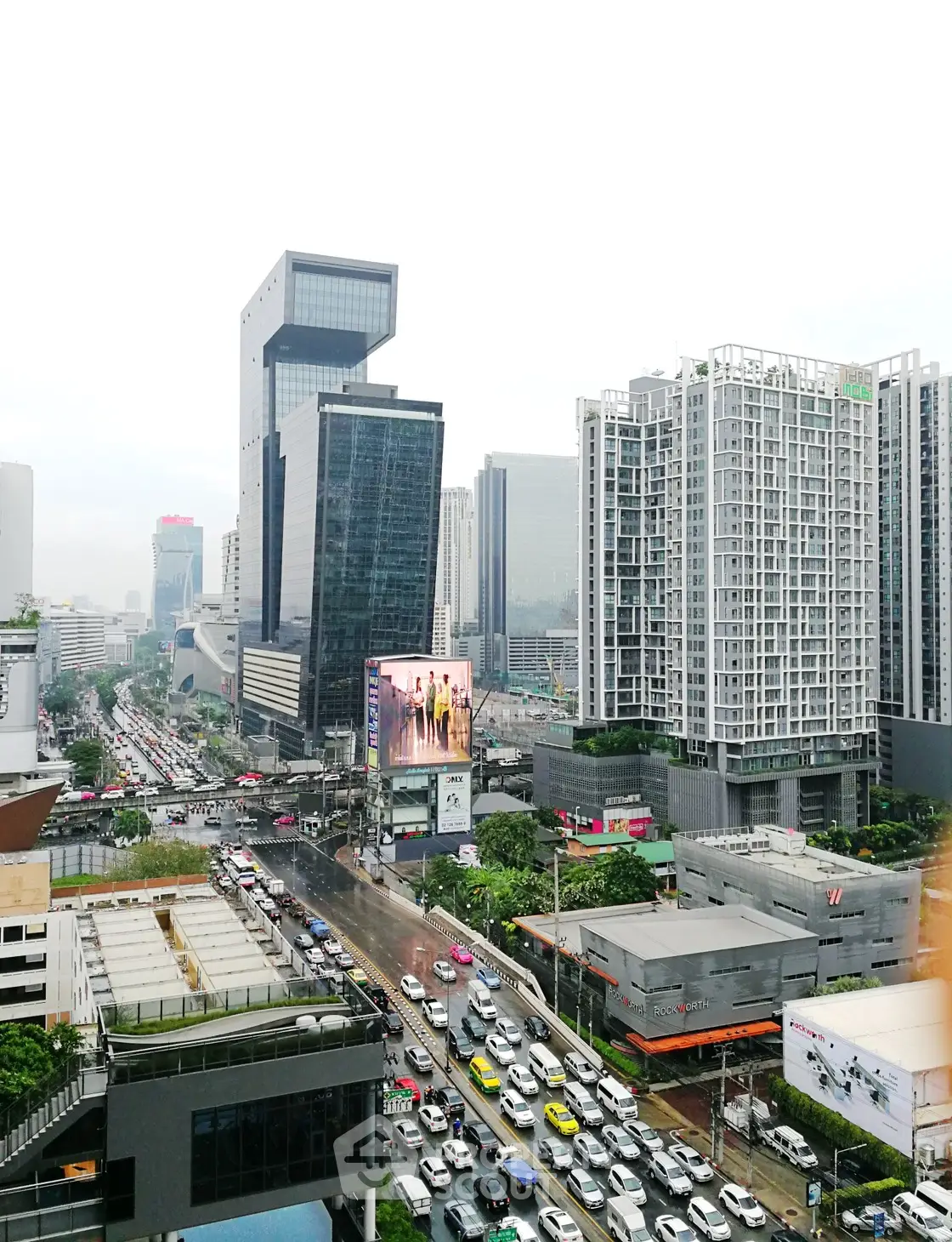 Stunning cityscape view showcasing modern skyscrapers and bustling streets, perfect for urban living enthusiasts.