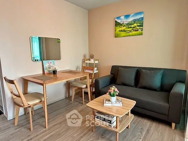 Charming living room with modern furniture and cozy decor, perfect for relaxation and entertaining.