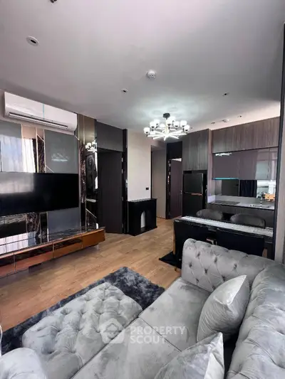 Luxurious modern living room with plush sofa and stylish decor