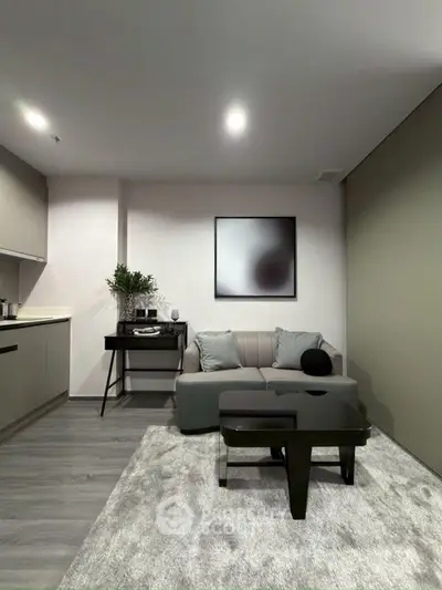 Modern living room with sleek furniture and stylish decor