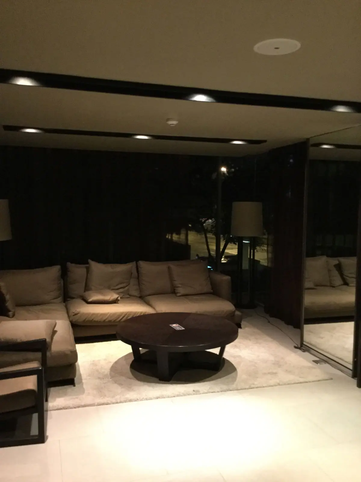 Luxurious living room with modern furniture and ambient lighting